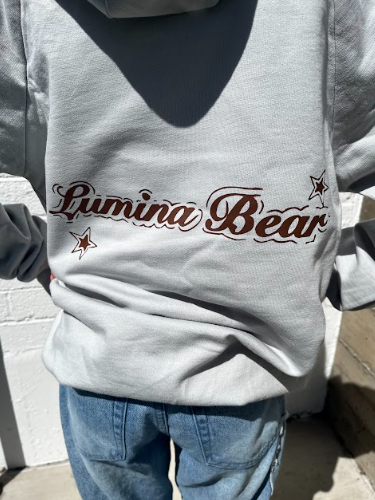 Lumina Bear "Ocean Beach" Hoodie in Cloud/Brown