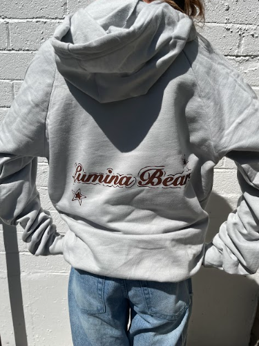 Lumina Bear "Ocean Beach" Hoodie in Cloud/Brown